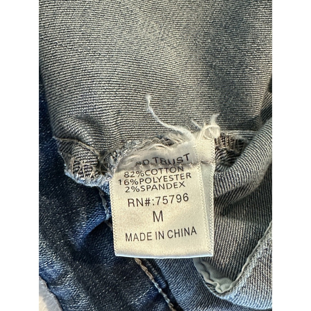Blind Trust Denim Jean Jacket Distressed Splatter Paint Women's Size Medium Blue - Picture 8 of 12